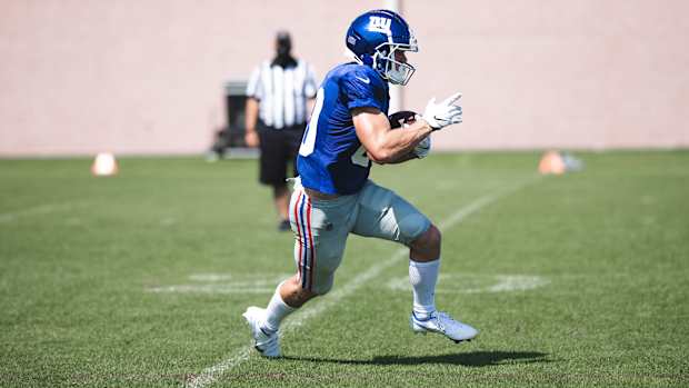 August 2020: WR Alex Bachman at New York Giants training camp.